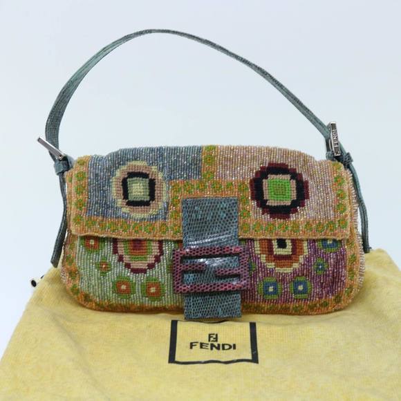 FENDI Mamma Baguette Shoulder Bag Beads Multicolor Auth yk8154A - Picture 12 of 16